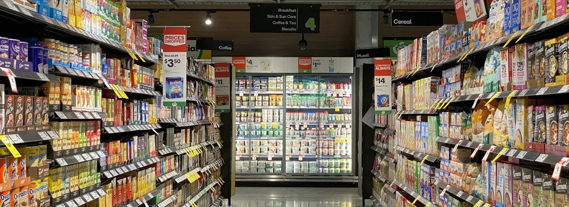 Shelving in a convenience store