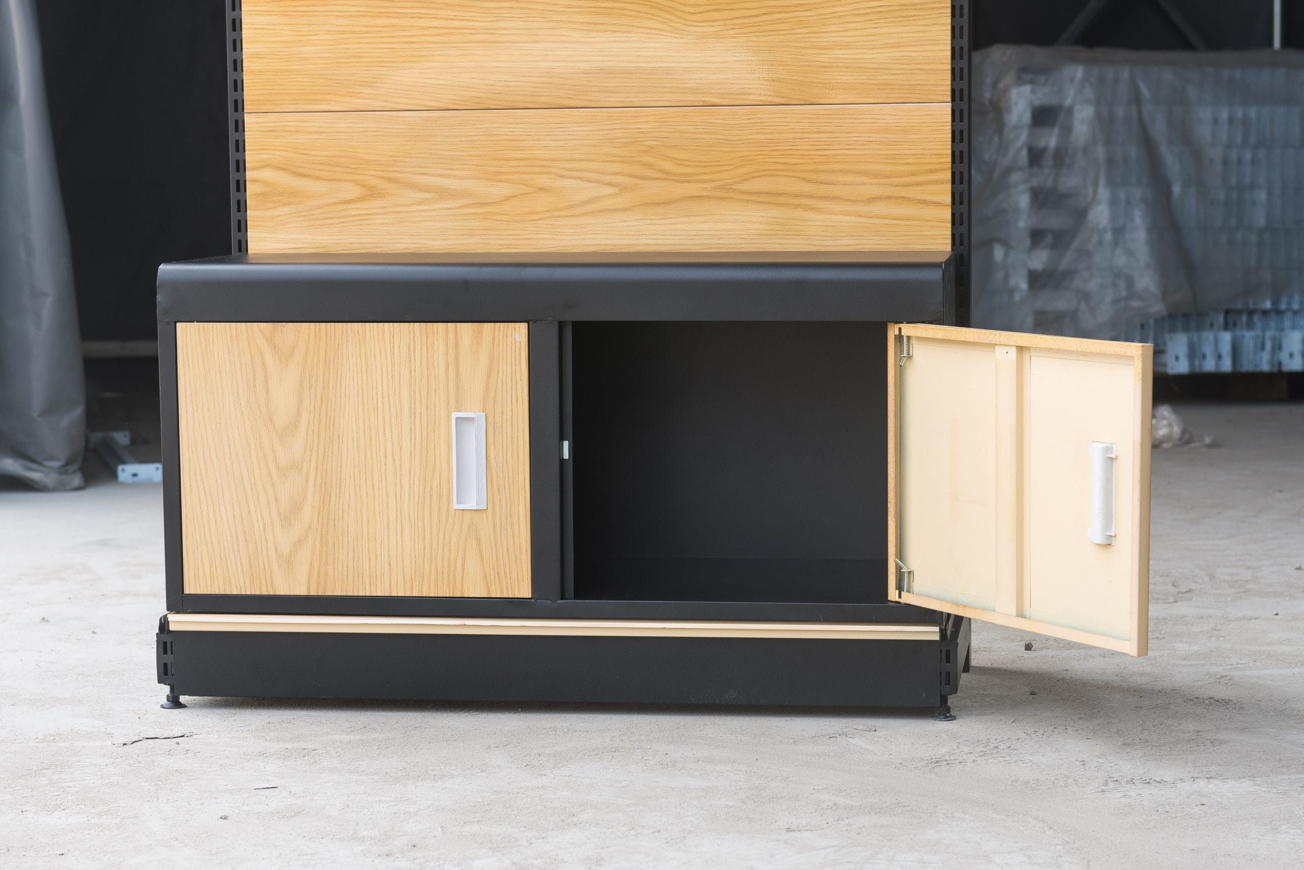 Customizable Display Rack with Light Box & Base Cabinet