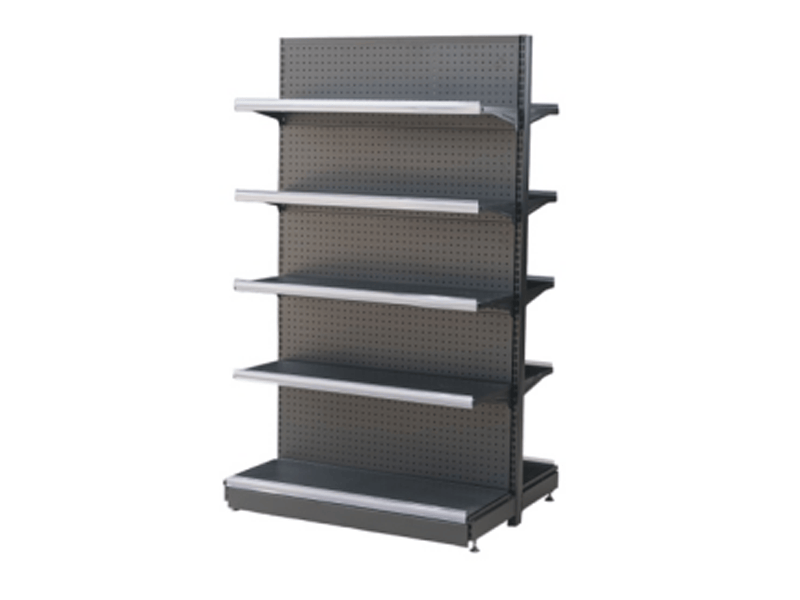 Double-sided gondola shelving for aisle installation